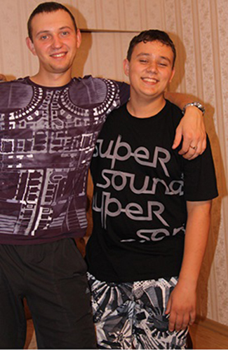 two man stand and smiling