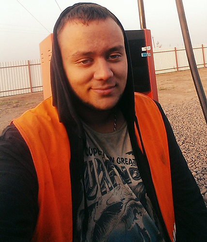 man smile sit